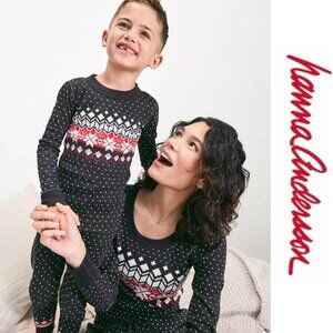 Hanna Andersson | "Black Fairisle" Holiday Long John Pajama Set | Size 3T